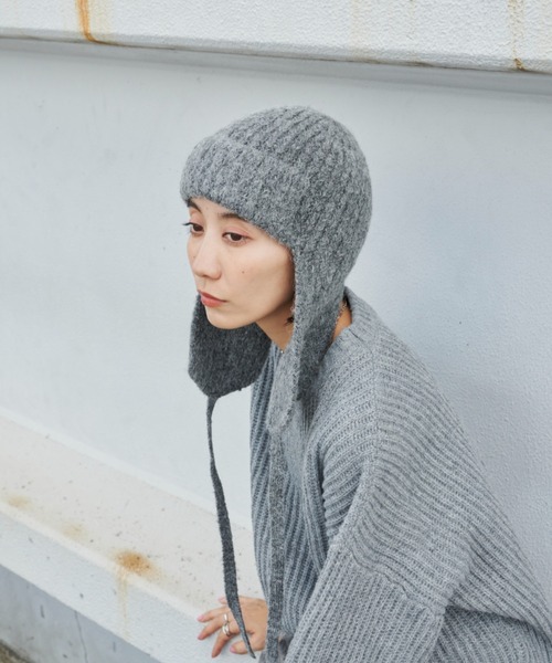 Auntie Rosa Holiday（アンティローザホリデー）の「フライトニットキャップ（ニットキャップ/ビーニー・レディース・ブラック/グレー・FREE）」の12枚目の写真