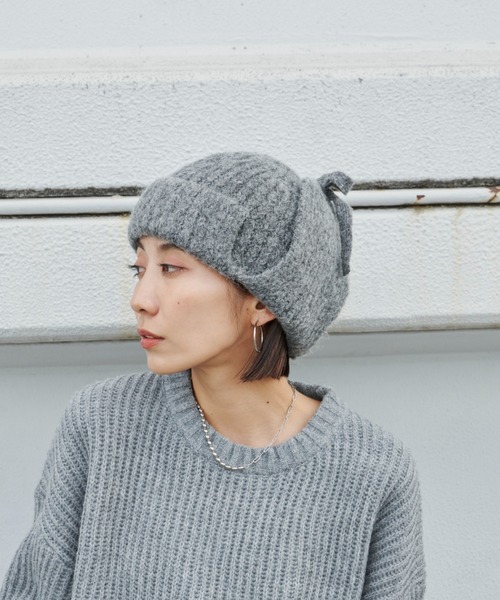 Auntie Rosa Holiday（アンティローザホリデー）の「フライトニットキャップ（ニットキャップ/ビーニー・レディース・ブラック/グレー・FREE）」の16枚目の写真