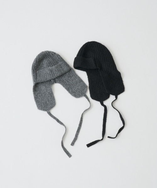 Auntie Rosa Holiday（アンティローザホリデー）の「フライトニットキャップ（ニットキャップ/ビーニー・レディース・ブラック/グレー・FREE）」の5枚目の写真
