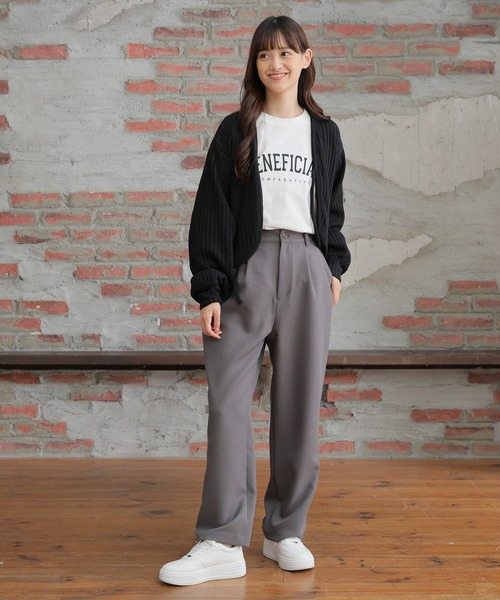 Honeys（ハニーズ）の「リボン付カーディガン（カーディガン/ボレロ・レディース・ライトグレー/アイボリー/ピンクベージュ/ブラック・L/M/S）」の9枚目の写真