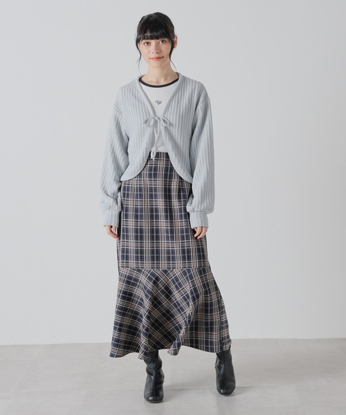 Honeys（ハニーズ）の「リボン付カーディガン（カーディガン/ボレロ・レディース・ライトグレー/アイボリー/ピンクベージュ/ブラック・L/M/S）」の11枚目の写真