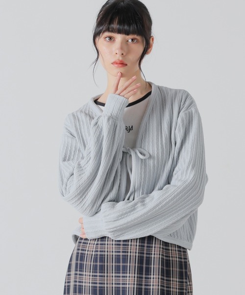 Honeys（ハニーズ）の「リボン付カーディガン（カーディガン/ボレロ・レディース・ライトグレー/アイボリー/ピンクベージュ/ブラック・L/M/S）」の13枚目の写真