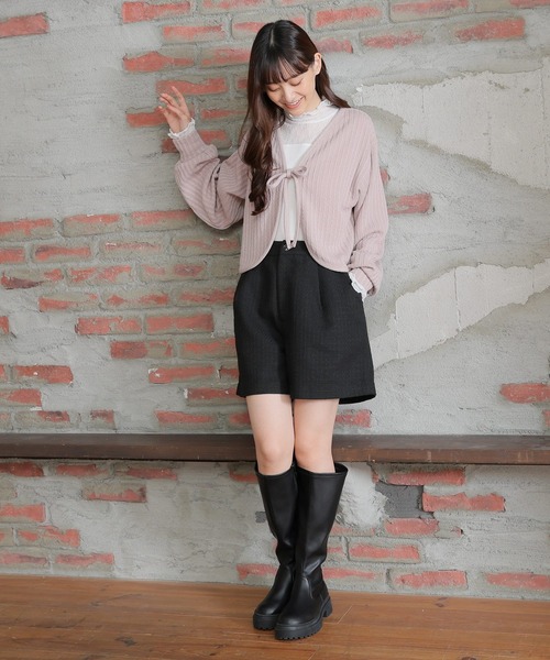 Honeys（ハニーズ）の「リボン付カーディガン（カーディガン/ボレロ・レディース・ライトグレー/アイボリー/ピンクベージュ/ブラック・L/M/S）」の14枚目の写真