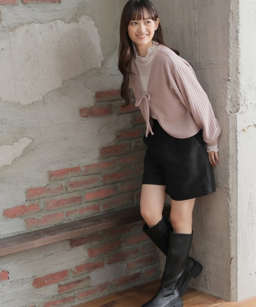 Honeys（ハニーズ）の「リボン付カーディガン（カーディガン/ボレロ・レディース・ライトグレー/アイボリー/ピンクベージュ/ブラック・L/M/S）」の15枚目の写真