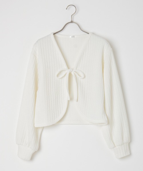 Honeys（ハニーズ）の「リボン付カーディガン（カーディガン/ボレロ・レディース・ライトグレー/アイボリー/ピンクベージュ/ブラック・L/M/S）」の17枚目の写真