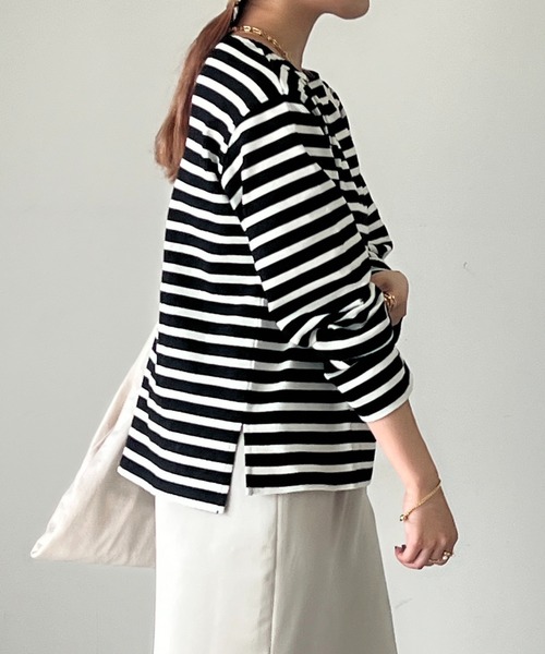 un dix cors（アンディコール）の「ボーダーカットソー（Tシャツ/カットソー・レディース・オフホワイト/ブラック・FREE）」の5枚目の写真