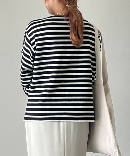 un dix cors（アンディコール）の「ボーダーカットソー（Tシャツ/カットソー・レディース・オフホワイト/ブラック・FREE）」の6枚目の写真