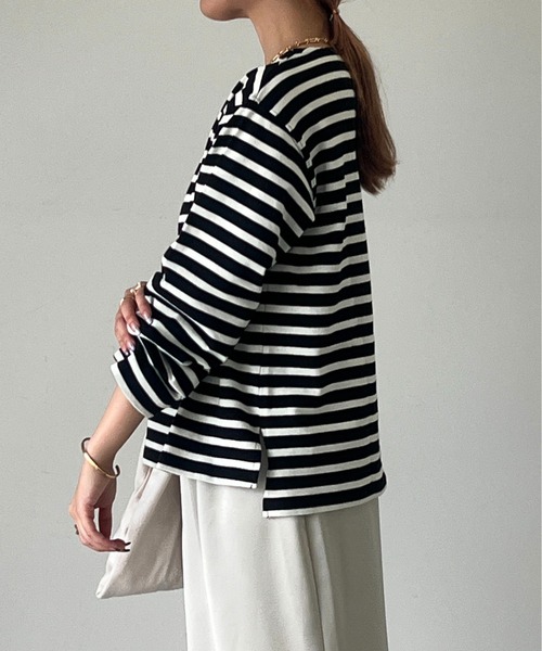 un dix cors（アンディコール）の「ボーダーカットソー（Tシャツ/カットソー・レディース・オフホワイト/ブラック・FREE）」の4枚目の写真