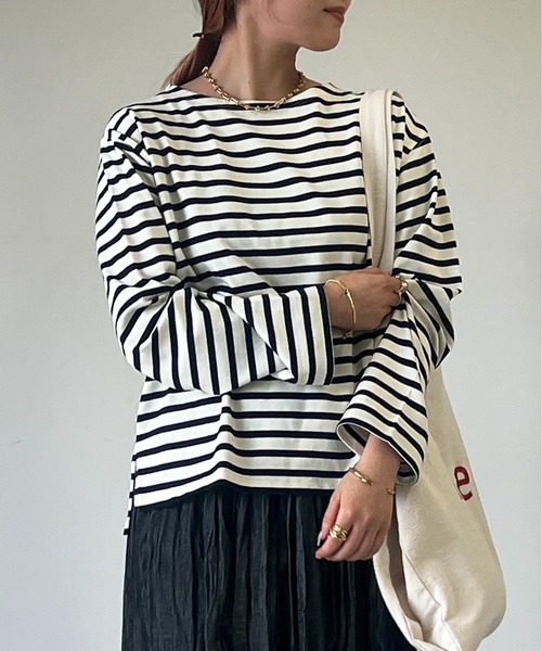 un dix cors（アンディコール）の「ボーダーカットソー（Tシャツ/カットソー・レディース・オフホワイト/ブラック・FREE）」の14枚目の写真