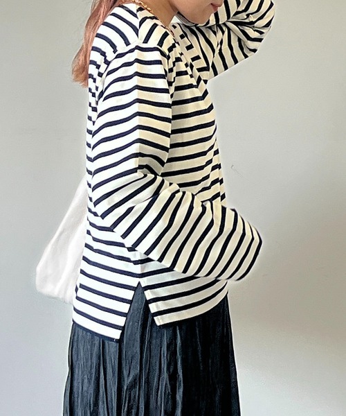 un dix cors（アンディコール）の「ボーダーカットソー（Tシャツ/カットソー・レディース・オフホワイト/ブラック・FREE）」の15枚目の写真