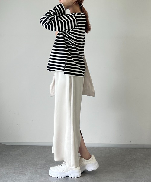 un dix cors（アンディコール）の「ボーダーカットソー（Tシャツ/カットソー・レディース・オフホワイト/ブラック・FREE）」の9枚目の写真