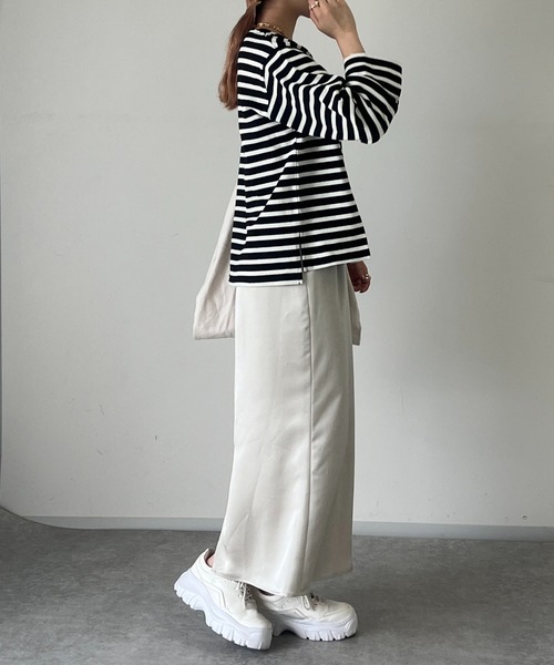 un dix cors（アンディコール）の「ボーダーカットソー（Tシャツ/カットソー・レディース・オフホワイト/ブラック・FREE）」の11枚目の写真