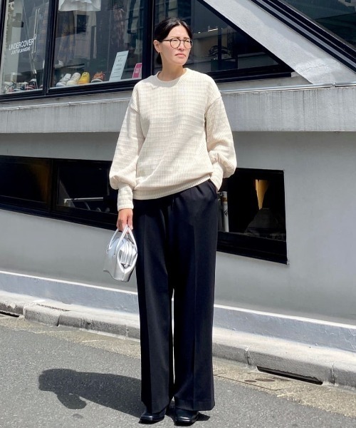 ROBES&CONFECTIONS（ローブスコンフェクションズ）の「Robes & Confections/ローブス&コンフェクションズ/ストライプコードジャージーカットソー（Tシャツ/カットソー・レディース・アイボリー/ブラック・1/3）」の3枚目の写真