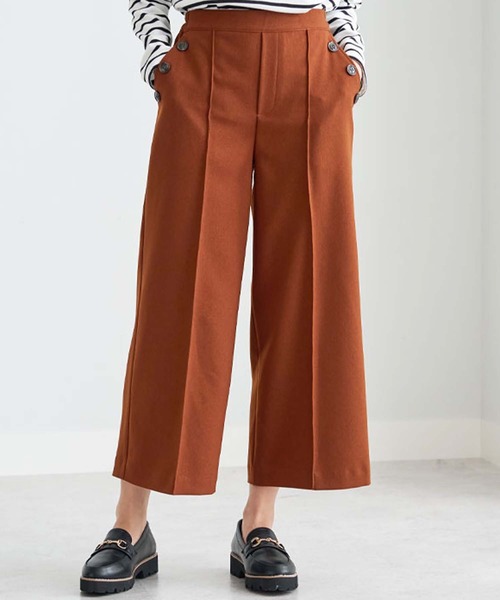 BELLUNA PLUS(ベルーナ)の「ウーリッシュ素材ワイドパンツ(58㎝)(その他パンツ・レディース・テラコッタ/グレー系/アイボリー/ベージュ系/ネイビー・SMALL/LARGE/X-LARGE/MEDIUM)」の1枚目の写真