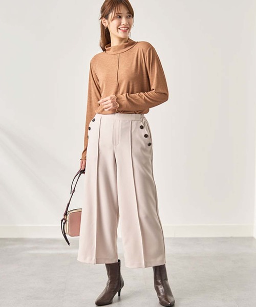 BELLUNA PLUS(ベルーナ)の「ウーリッシュ素材ワイドパンツ(58㎝)(その他パンツ・レディース・テラコッタ/グレー系/アイボリー/ベージュ系/ネイビー・SMALL/LARGE/X-LARGE/MEDIUM)」の6枚目の写真