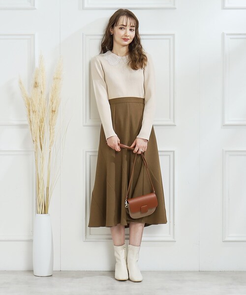 couture brooch（クチュールブローチ）の「◆【サステナブル素材】エスカルゴフレアスカート（スカート・レディース・ネイビー系6/キャメル・36/38/40/42）」の3枚目の写真