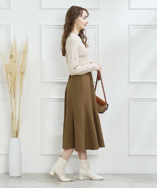 couture brooch（クチュールブローチ）の「◆【サステナブル素材】エスカルゴフレアスカート（スカート・レディース・ネイビー系6/キャメル・36/38/40/42）」の4枚目の写真