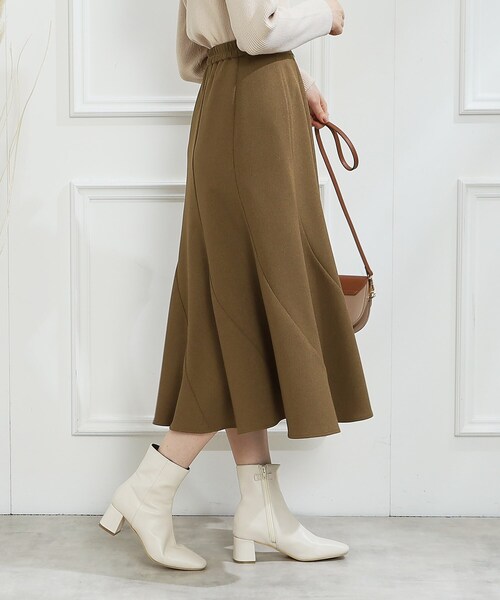 couture brooch（クチュールブローチ）の「◆【サステナブル素材】エスカルゴフレアスカート（スカート・レディース・ネイビー系6/キャメル・36/38/40/42）」の7枚目の写真