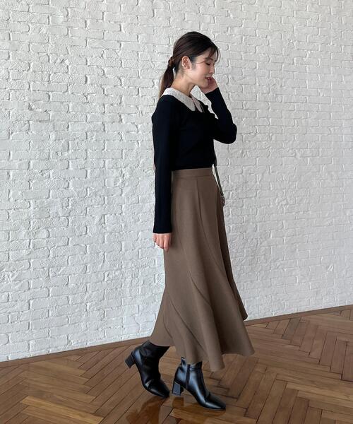 couture brooch（クチュールブローチ）の「◆【サステナブル素材】エスカルゴフレアスカート（スカート・レディース・ネイビー系6/キャメル・36/38/40/42）」の11枚目の写真