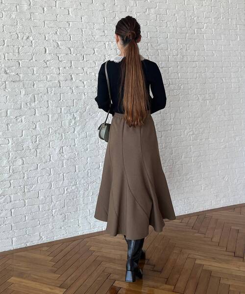 couture brooch（クチュールブローチ）の「◆【サステナブル素材】エスカルゴフレアスカート（スカート・レディース・ネイビー系6/キャメル・36/38/40/42）」の12枚目の写真