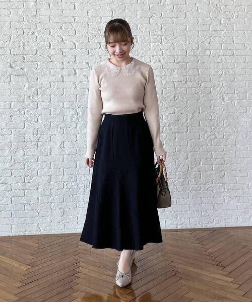 couture brooch（クチュールブローチ）の「◆【サステナブル素材】エスカルゴフレアスカート（スカート・レディース・ネイビー系6/キャメル・36/38/40/42）」の21枚目の写真