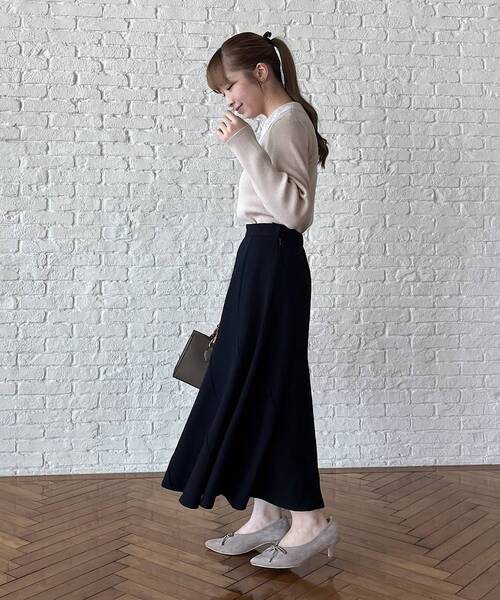 couture brooch（クチュールブローチ）の「◆【サステナブル素材】エスカルゴフレアスカート（スカート・レディース・ネイビー系6/キャメル・36/38/40/42）」の22枚目の写真