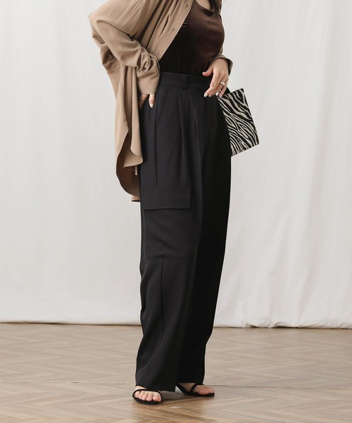 Gready Brilliant（グレディブリリアン）の「ツイルカーゴセミワイドパンツ（カーゴパンツ・レディース・ブラック/ブラウン・FREE）」の16枚目の写真