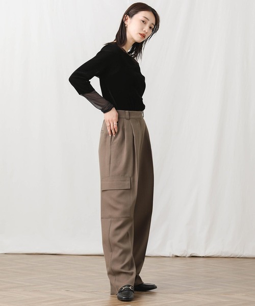 Gready Brilliant（グレディブリリアン）の「ツイルカーゴセミワイドパンツ（カーゴパンツ・レディース・ブラック/ブラウン・FREE）」の6枚目の写真
