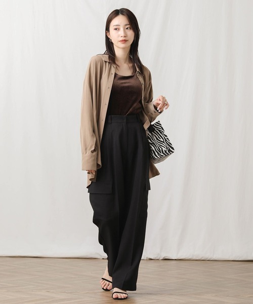 Gready Brilliant（グレディブリリアン）の「ツイルカーゴセミワイドパンツ（カーゴパンツ・レディース・ブラック/ブラウン・FREE）」の9枚目の写真