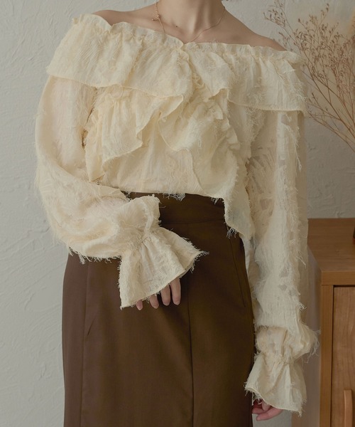 Ambre Neige（アンブルネージュ）の「【前後３WAY】２wayクロスラッフリルブラウス／WEB/EC限定商品（シャツ/ブラウス・レディース・アイボリー/ナチュラル/ライトグレー/ベビーピンク・FREE）」の3枚目の写真