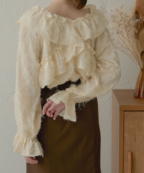 Ambre Neige（アンブルネージュ）の「【前後３WAY】２wayクロスラッフリルブラウス／WEB/EC限定商品（シャツ/ブラウス・レディース・アイボリー/ナチュラル/ライトグレー/ベビーピンク・FREE）」の18枚目の写真