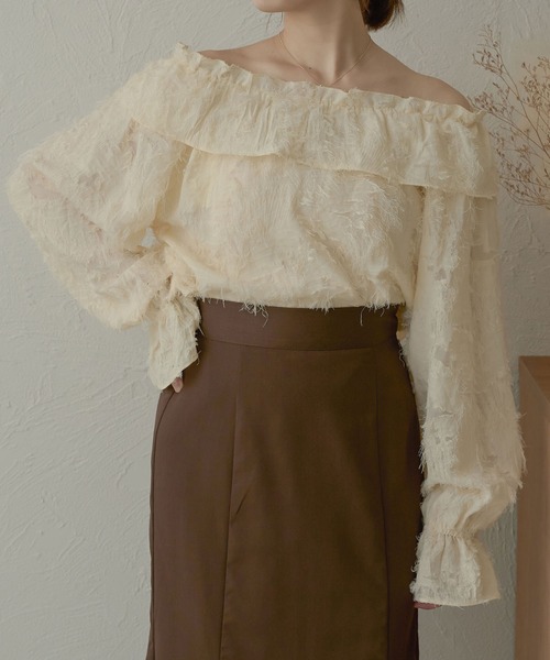 Ambre Neige（アンブルネージュ）の「【前後３WAY】２wayクロスラッフリルブラウス／WEB/EC限定商品（シャツ/ブラウス・レディース・アイボリー/ナチュラル/ライトグレー/ベビーピンク・FREE）」の19枚目の写真