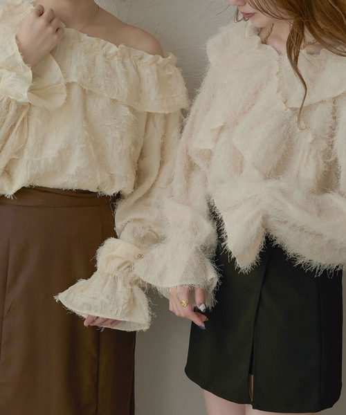 Ambre Neige（アンブルネージュ）の「【前後３WAY】２wayクロスラッフリルブラウス／WEB/EC限定商品（シャツ/ブラウス・レディース・アイボリー/ナチュラル/ライトグレー/ベビーピンク・FREE）」の15枚目の写真