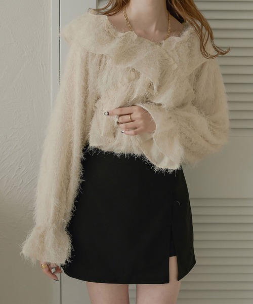 Ambre Neige（アンブルネージュ）の「【前後３WAY】２wayクロスラッフリルブラウス／WEB/EC限定商品（シャツ/ブラウス・レディース・アイボリー/ナチュラル/ライトグレー/ベビーピンク・FREE）」の5枚目の写真