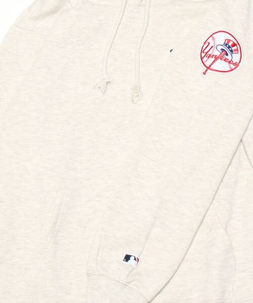 MLB（メジャーリーグベースボール）の「MLB/メジャーリーグベースボール オーバーサイズ チームロゴ刺繍 裏起毛スウェット プルオーバーパーカー トレーナー（パーカー・メンズ・ネイビー/ライトグレー/ブラック/ダークグリーン・LL/M/L）」の12枚目の写真