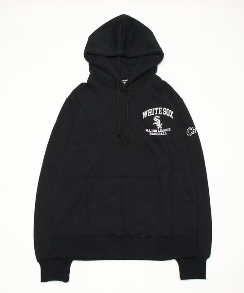 MLB（メジャーリーグベースボール）の「MLB/メジャーリーグベースボール オーバーサイズ チームロゴ刺繍 裏起毛スウェット プルオーバーパーカー トレーナー（パーカー・メンズ・ネイビー/ライトグレー/ブラック/ダークグリーン・LL/M/L）」の5枚目の写真