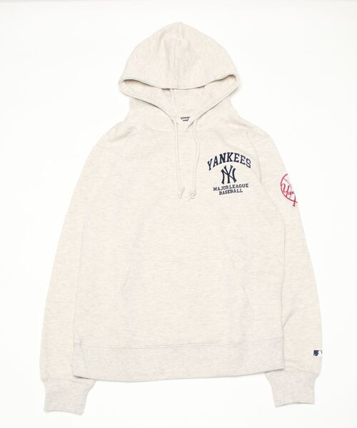 MLB（メジャーリーグベースボール）の「MLB/メジャーリーグベースボール オーバーサイズ チームロゴ刺繍 裏起毛スウェット プルオーバーパーカー トレーナー（パーカー・メンズ・ネイビー/ライトグレー/ブラック/ダークグリーン・LL/M/L）」の6枚目の写真