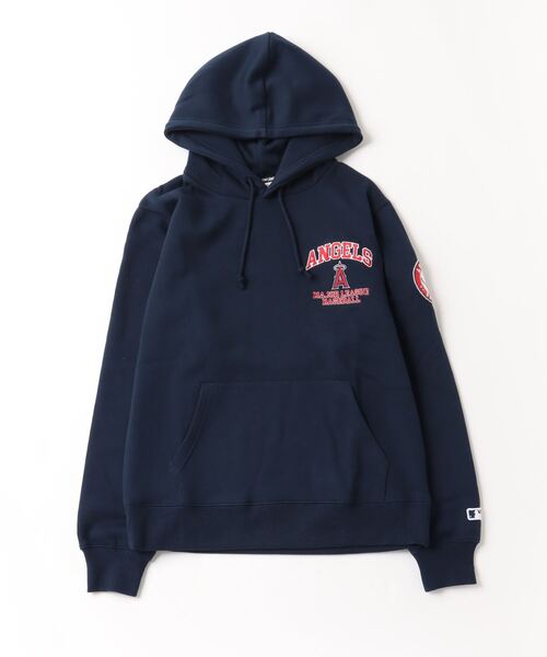MLB（メジャーリーグベースボール）の「MLB/メジャーリーグベースボール オーバーサイズ チームロゴ刺繍 裏起毛スウェット プルオーバーパーカー トレーナー（パーカー・メンズ・ネイビー/ライトグレー/ブラック/ダークグリーン・LL/M/L）」の7枚目の写真