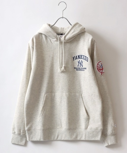 MLB（メジャーリーグベースボール）の「MLB/メジャーリーグベースボール オーバーサイズ チームロゴ刺繍 裏起毛スウェット プルオーバーパーカー トレーナー（パーカー・メンズ・ネイビー/ライトグレー/ブラック/ダークグリーン・LL/M/L）」の14枚目の写真