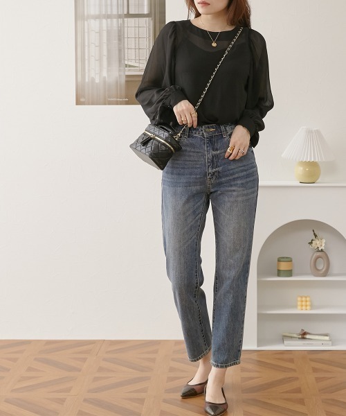 nissen(ニッセン)の「シアー素材 バルーンスリーブブラウス(シャツ/ブラウス・レディース・モカ/グリーン/ブラック・LL/L/M)」の8枚目の写真