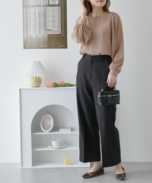 nissen(ニッセン)の「シアー素材 バルーンスリーブブラウス(シャツ/ブラウス・レディース・モカ/グリーン/ブラック・LL/L/M)」の4枚目の写真