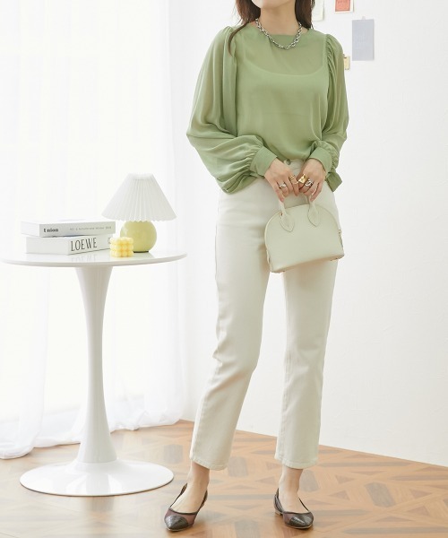 nissen(ニッセン)の「シアー素材 バルーンスリーブブラウス(シャツ/ブラウス・レディース・モカ/グリーン/ブラック・LL/L/M)」の13枚目の写真