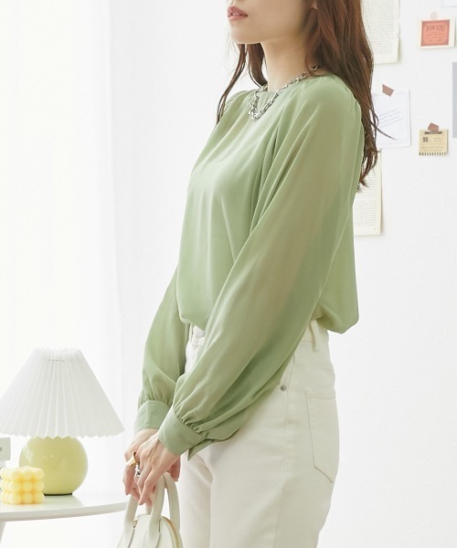 nissen(ニッセン)の「シアー素材 バルーンスリーブブラウス(シャツ/ブラウス・レディース・モカ/グリーン/ブラック・LL/L/M)」の14枚目の写真