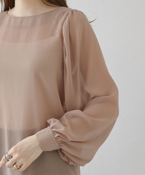 nissen(ニッセン)の「シアー素材 バルーンスリーブブラウス(シャツ/ブラウス・レディース・モカ/グリーン/ブラック・LL/L/M)」の18枚目の写真