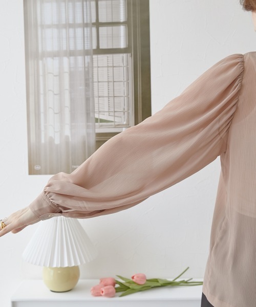 nissen(ニッセン)の「シアー素材 バルーンスリーブブラウス(シャツ/ブラウス・レディース・モカ/グリーン/ブラック・LL/L/M)」の19枚目の写真