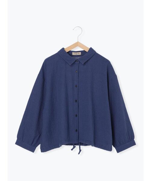 Samansa Mos2(サマンサ モスモス)の「ツイードライクショートシャツ(シャツ/ブラウス・レディース・ブルー/チャコールグレー/ベージュ・F)」の3枚目の写真