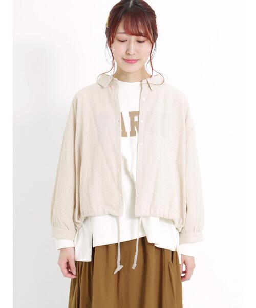 Samansa Mos2(サマンサ モスモス)の「ツイードライクショートシャツ(シャツ/ブラウス・レディース・ブルー/チャコールグレー/ベージュ・F)」の9枚目の写真