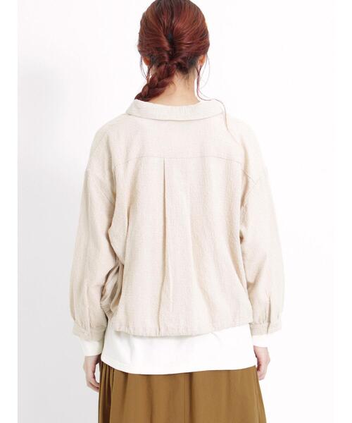 Samansa Mos2(サマンサ モスモス)の「ツイードライクショートシャツ(シャツ/ブラウス・レディース・ブルー/チャコールグレー/ベージュ・F)」の12枚目の写真