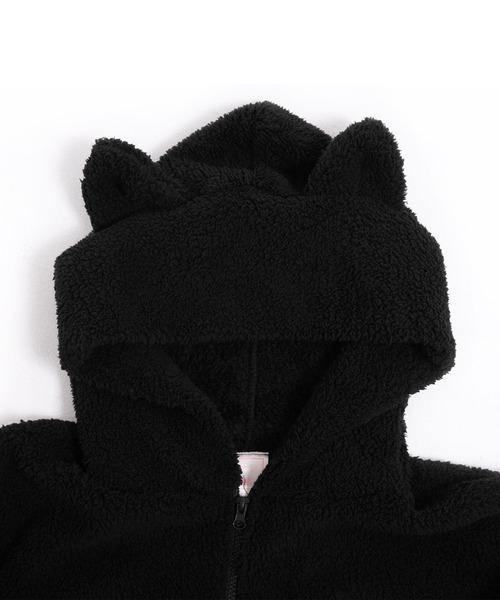 ぷっくり耳付き。ねこ耳ファー起毛パーカー(単品販売)（ルーム