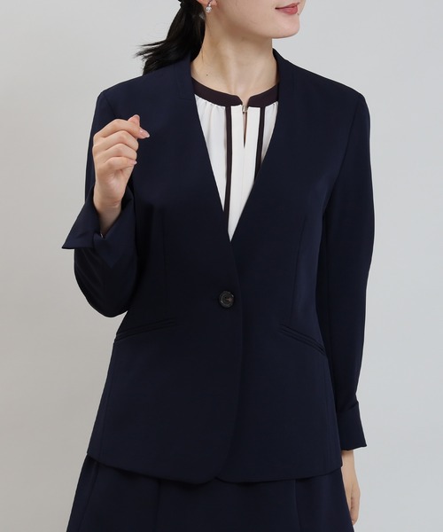 TRUDEA(トルディア)の「ライトダブルクロスワンボタンカラーレスジャケット(ノーカラージャケット・レディース・ブラック/ベージュ/ネイビー・MEDIUM/X-LARGE/LARGE/SMALL)」の19枚目の写真